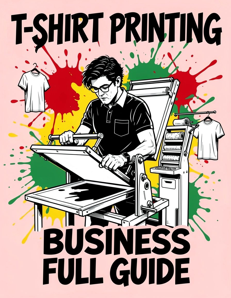 Pop Art Style Screen Printing Banner with Bold Typography and Vibrant Paint Splatters
