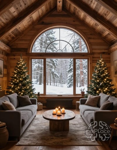 Cozy Winter Cabin Living Room