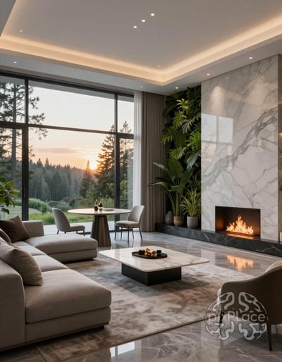 Luxury Modern Living Room with Nature-Inspired Elements