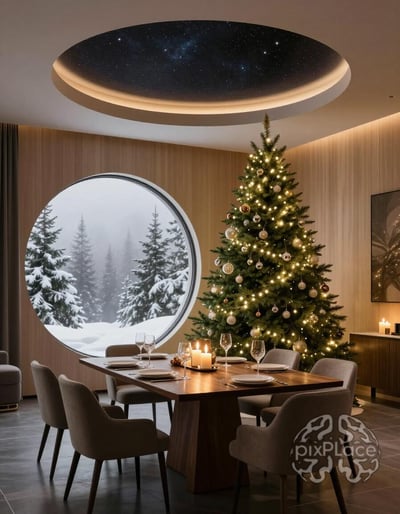 Modern Winter Wonderland Dining Room