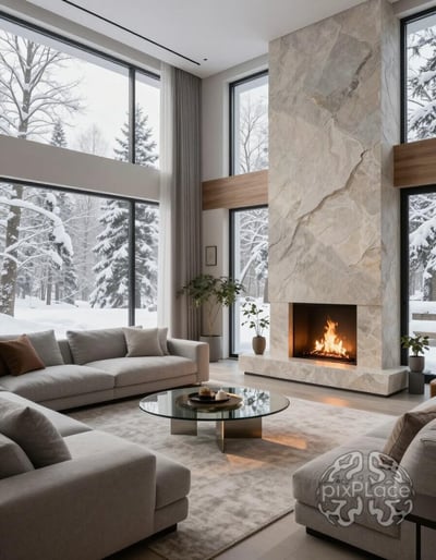 Serene Winter Retreat Living Room