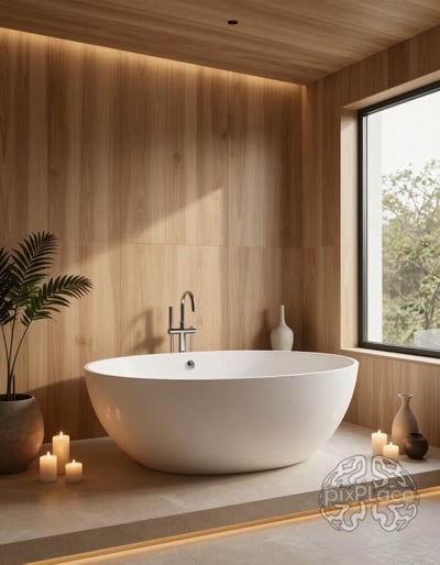 Serene Wooden Bathroom Oasis