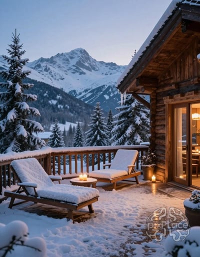 Snowy Mountain Retreat Deck