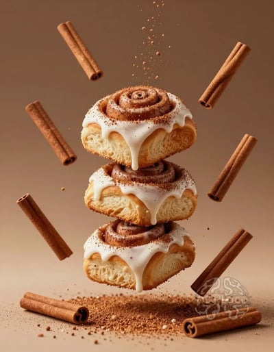 Cinnamon Roll Stack with White Glaze and Cinnamon Sprinkles