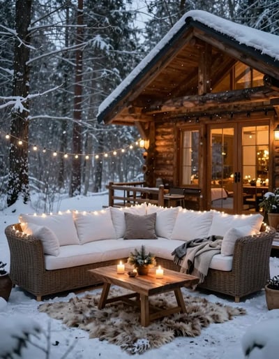 Cozy Cabin Outdoor Seating Area