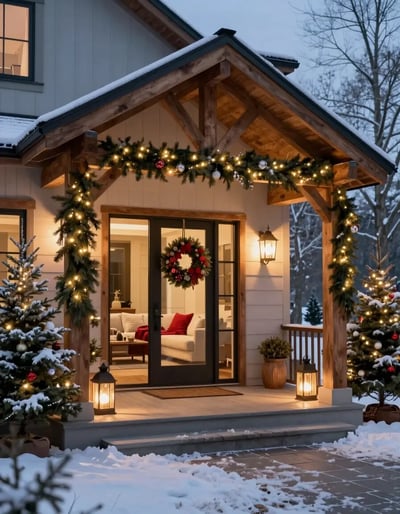 Cozy Christmas Farmhouse Entryway