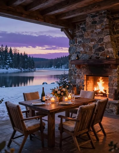 Cozy Lakeside Winter Patio
