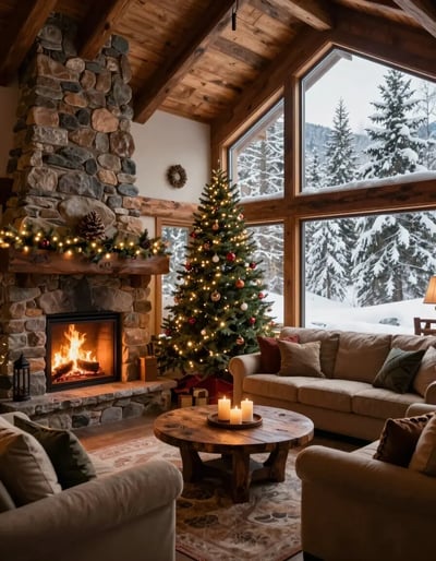 Cozy Mountain Lodge Living Room