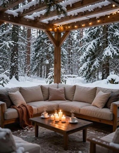 Cozy Snowy Outdoor Living Space