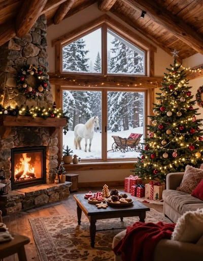 Cozy Winter Cabin Living Room