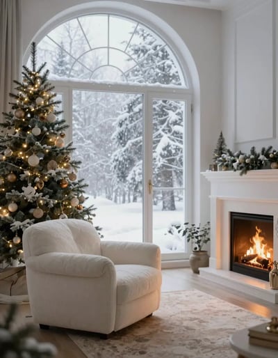 Cozy Winter Living Room with Christmas Decor