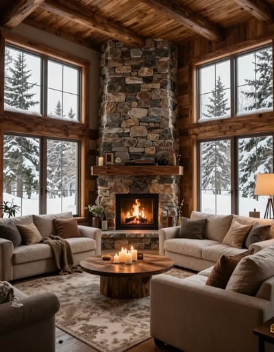 Cozy Winter Retreat Living Room