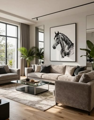 Elegant Equine Artwork in Modern Living Space