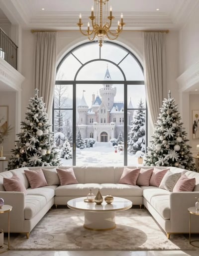 Elegant Winter Wonderland Living Room