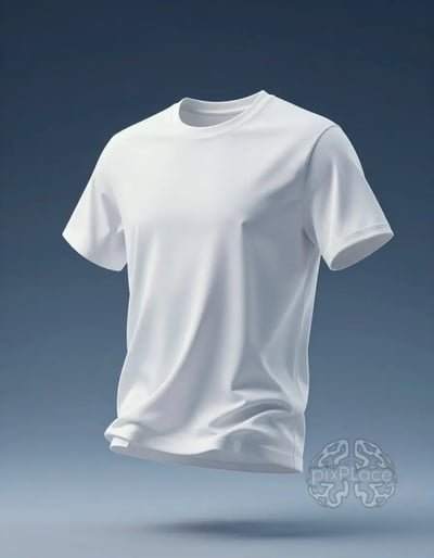 Floating White T-Shirt on Blue Gradient Background