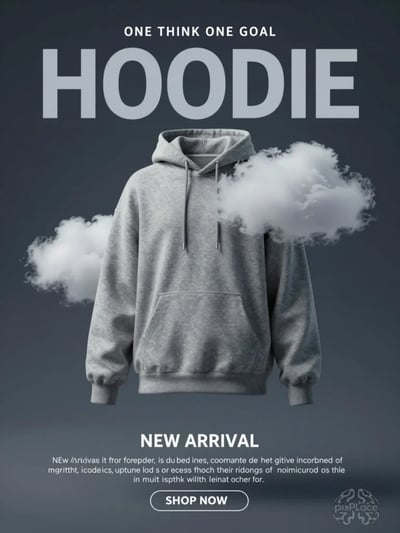 Gray Hoodie with Cloud Accents