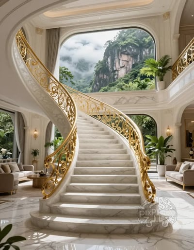 Luxurious Marble Staircase Oasis