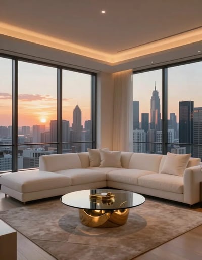 Luxurious Modern Living Room with City View