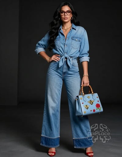 Luxury Denim Chic with High-End Accessories
