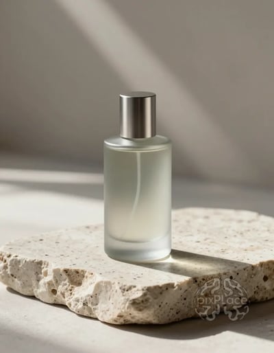 Luxury Fragrance Bottle on Travertine Stone