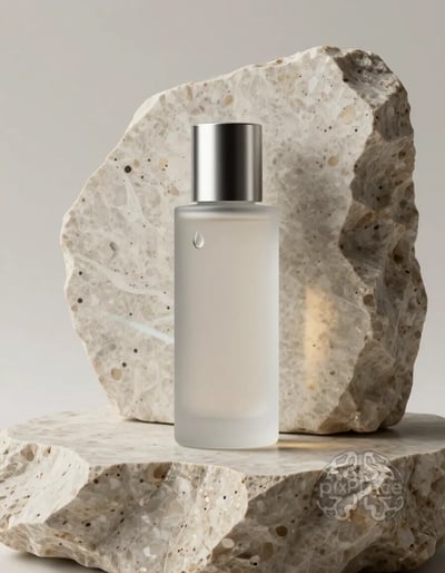 Luxury Fragrance Bottle on Travertine Stone