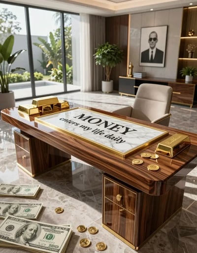 Luxury Home Office with Golden Accents