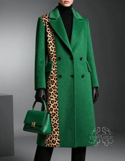 Luxury Leopard Green Coat Editorial