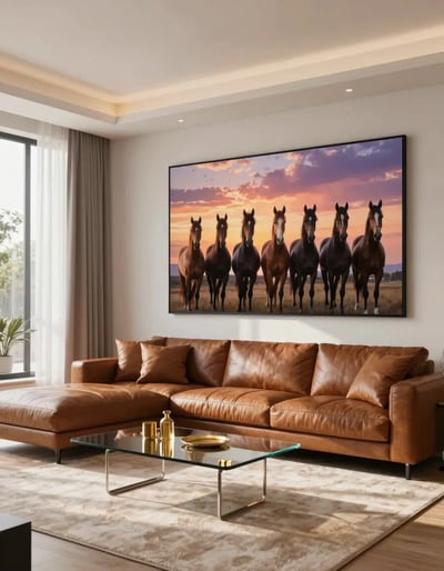 Luxury Living Room with Equine Elegance