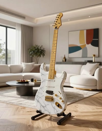 Luxury Living Room with Marble Guitar