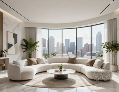 Luxury Modern Living Room with City View