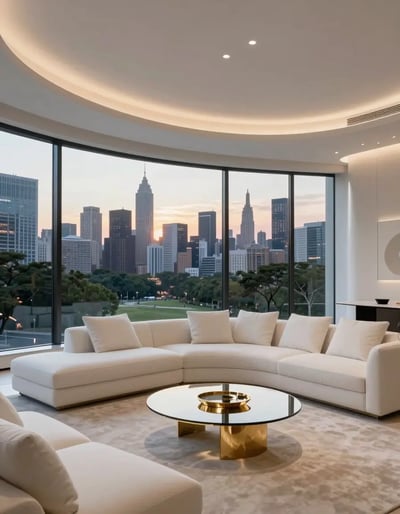 Luxury Modern Living Room with City View