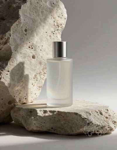 Luxury Perfume Bottle on Travertine Slab