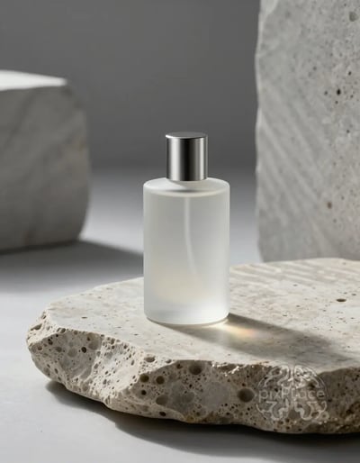 Luxury Perfume Bottle on Travertine Slab