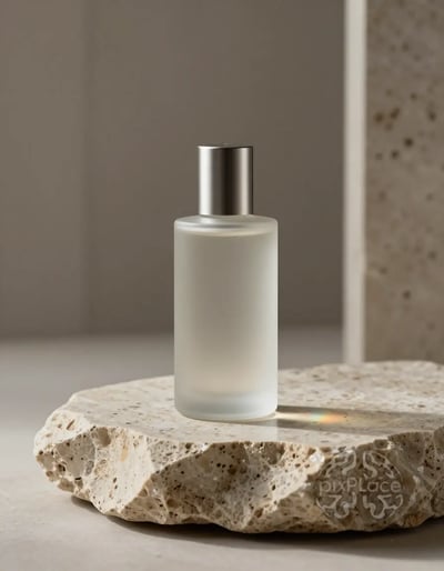 Luxury Perfume Bottle on Travertine Stone