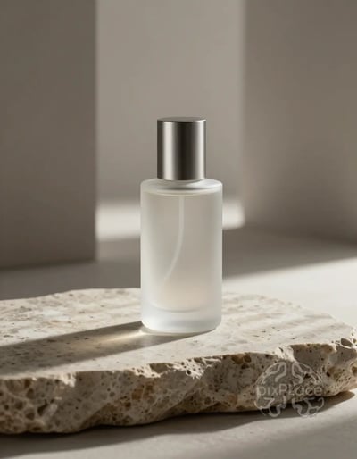 Luxury Perfume Bottle on Travertine Stone