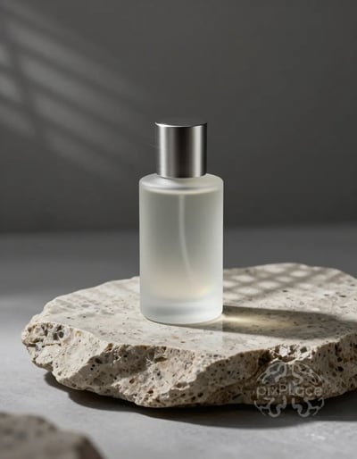 Luxury Perfume Bottle on Travertine Stone