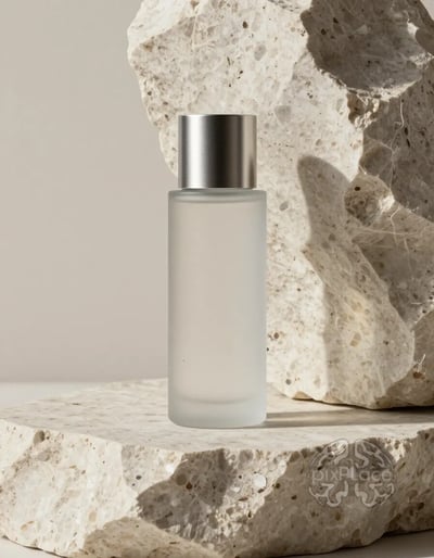 Luxury Perfume Bottle on Travertine Stone