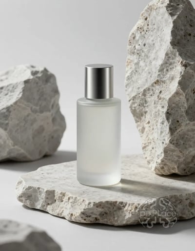 Luxury Perfume Bottle on Travertine Stone
