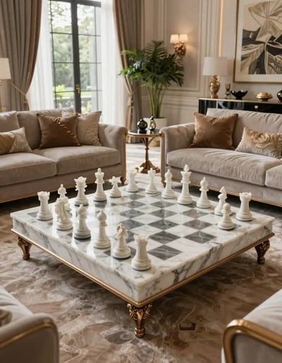 Luxury Rose Chessboard Living Room