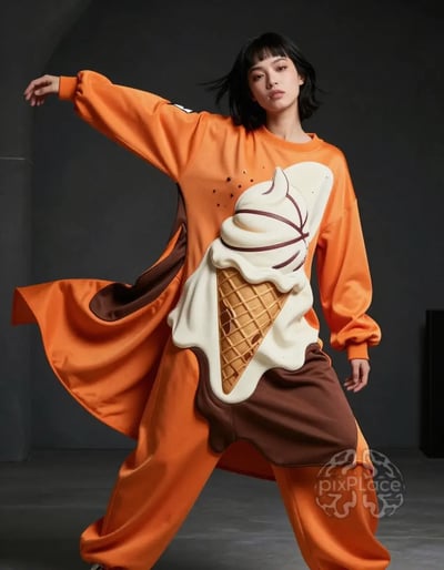 Melting Basketball Ice Cream Cone Streetwear Outfit