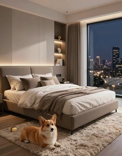 Modern Bedroom with City View