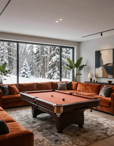 Modern Game Room with Pool Table