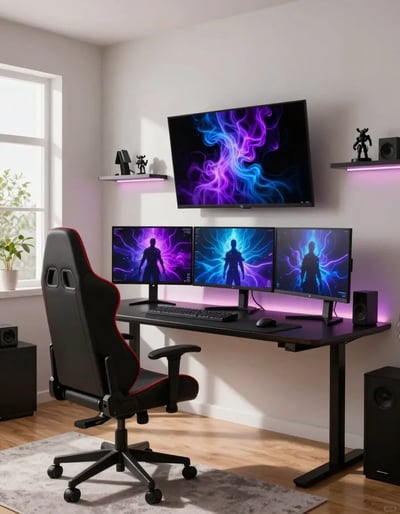 Modern Gaming Room with Multi-Monitor Setup