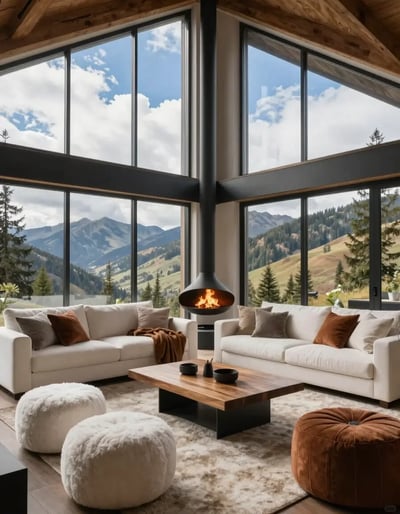 Modern Mountain Lodge Living Room