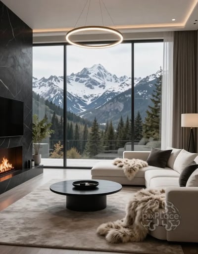 Modern Mountain Retreat Living Room