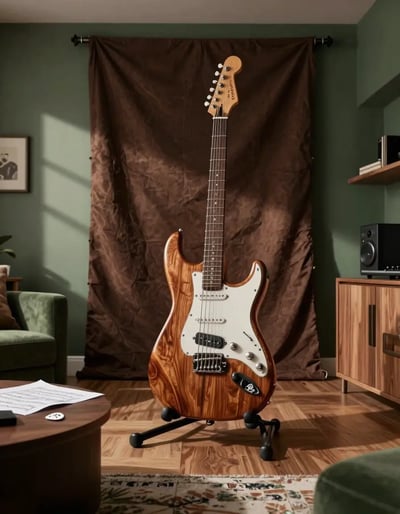Modern Music Room with Curvaceous Electric Guitar