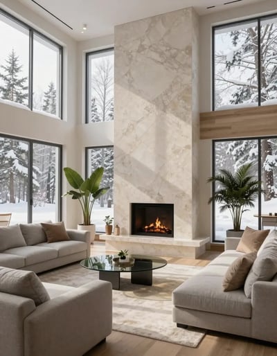 Modern Winter Retreat Living Room
