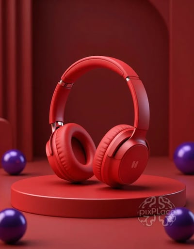 Red Wireless Headphones with Noise Cancelling and Hi-Fi Audio