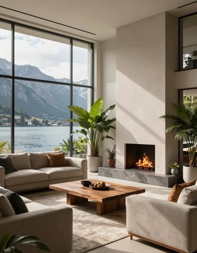 Serene Lakeside Living Room