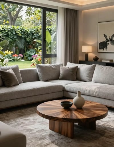 Serene Modern Living Room with Greenery